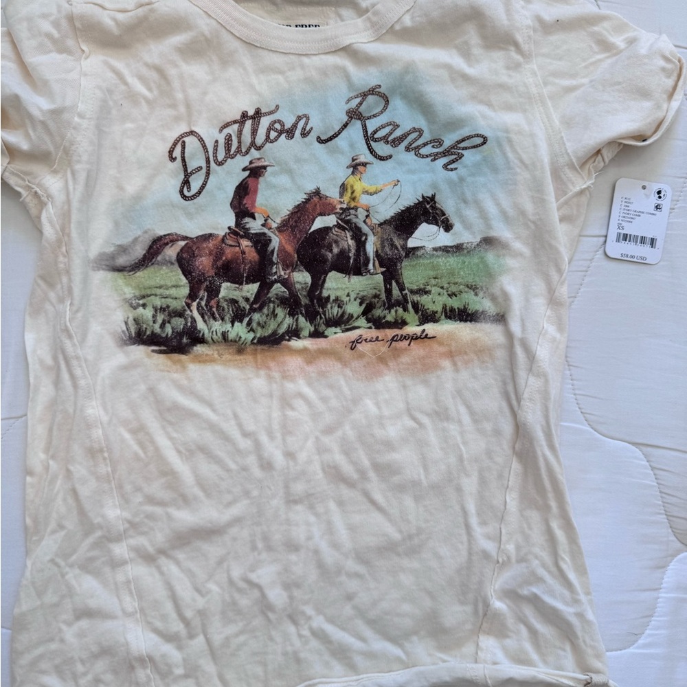 We The Free Cream Short Sleeve Tee with Vintage Graphic